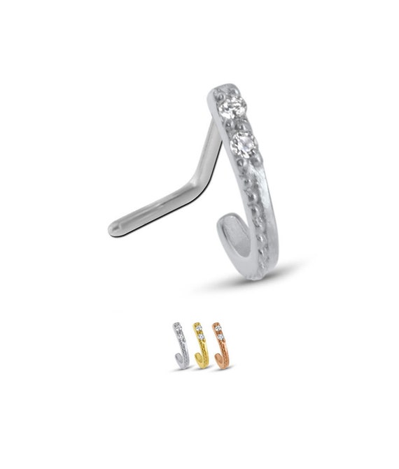 316L Surgical Steel White Stone L Shape Bent Nose Pin Ring 316L Surgical Steel White Stone L Shape Bent Nose Pin Ring