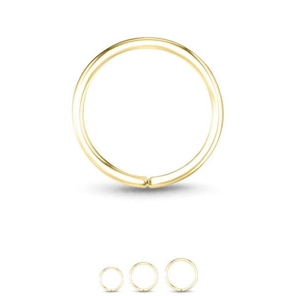 18KT Gold Plated 925 Sterling Silver Continuous Seamless Nose Ring Helix Daith Ear Cartilage Hoop 1/4", 9/32" 5/16", 3/8" 16G, 18G, 20G, 22G