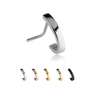 316L サージカル スチール、ブラック、ゴールド、またはローズ ゴールドの Nose Hugger® ノーズ リング、ネジ、L ベンド、L シェイプ、ストレート スタッド、スタイルと色をお選びください 20G。