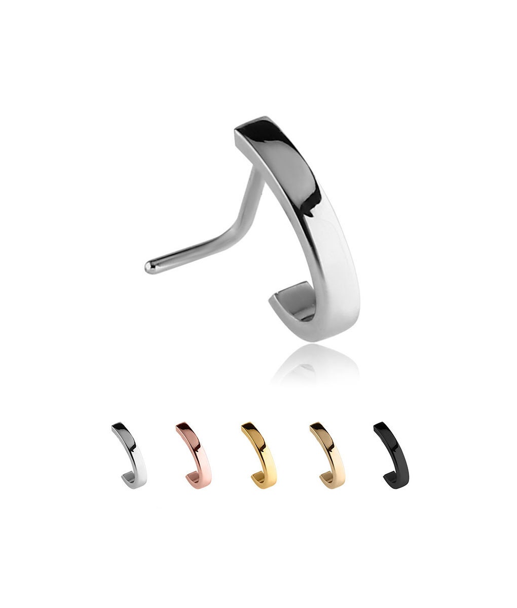 Black PVD Coated 316L Steel L Bend Nose Stud Ring Triple CZ Nose Hugger 20G Black PVD Coated 316L Steel L Bend Nose Stud Ring Triple CZ Nose Hugger 20G