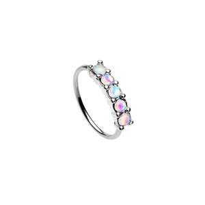 316L Surgical Steel Nose Ring Hoop Daith Helix Ear Cartilage Hoop 5 Illuminating Stones 5/16" 20G