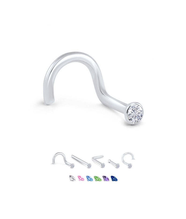 316L Surgical Steel Nose Ring Stud Screw or L Bend 1.5mm image 1