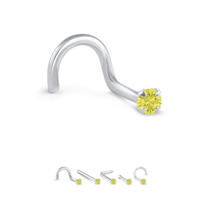 Stud de nariz de oro rosa, blanco y amarillo sólido de 18 quilates 1,5 mm, 2 mm, 2,5 mm, 3 mm Diamante canario amarillo genuino 22G, 20G, 18G