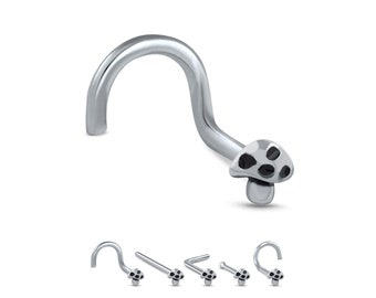 316L Surgical Steel Nose Ring, Stud, Screw, L Bend, Bone, Mushroom. Choose Your Style, 20G.