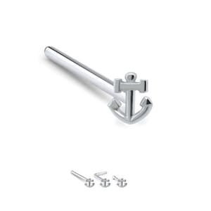 925 Sterling Silver Nose Stud Straight, LBend, Nose Bone Ring Anchor 22G. FREE Backing.