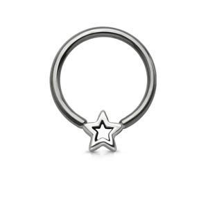 Chirurgisch staal, titanium, 925 sterlingzilveren Star Captive Bead Ring Neusring Hoop Helix, Daith, oorkraakbeen 22G 20G 18G 16G