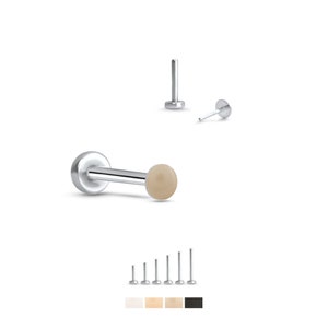 316 Stainless Steel Labret Style Nose Ring Monroe Stud Threadless Push Pin 1.5mm, 2mm Skin Tone Disc 20G 18G 16G