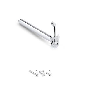 925 Sterling Silver Nose Stud Straight, LBend, Nose Bone Ring Guitar 22G. FREE Backing.