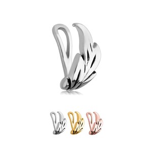 925 Sterling Silver Fake Nose Hugger Faux Nose Ring Non Pierced Clip On Leaf. Gold Plated, Rose Gold Plated or Silver