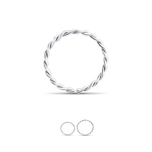 925 Sterling Silver Seamless Nose Ring Continuous Twisted Hoop 1/4&quot;, 5/16&quot; 22 Gauge