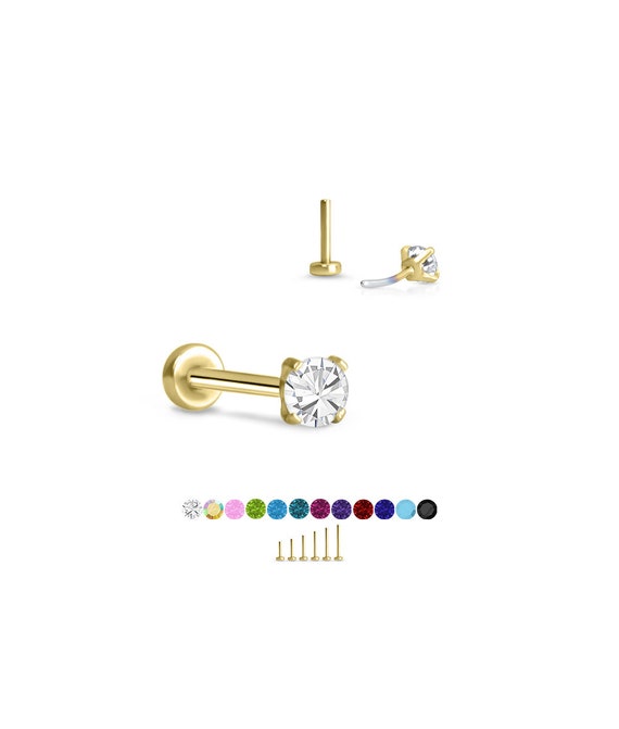 Piercing Per Naso A Forma Di L In Acciaio Chirurgico - Con Diamante E Zirconia Cubica, Ipoallergenico, Regalo Compleanno