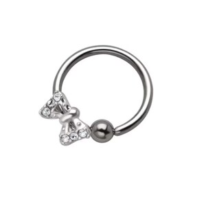 316L Surgical Steel, Titanium Captive Bead Charm Nose Ring CBR Helix, Tragus, Daith, Ear Cartilage. Butterfly Bow Hoop 22G 20G 18G 16G