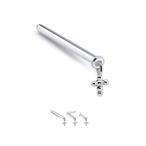 925 Sterling Silver Nose Stud Straight, LBend, Nose Bone Ring Cross Dangle 22G. FREE Backing.