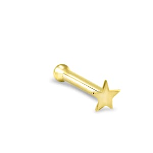 10K Gelbgold Stern Nasenknochen Ohrstecker 22G. Nasenring inklusive.
