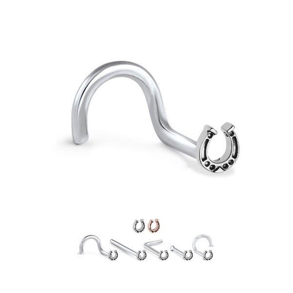 316L Surgical Steel, Rose Gold, Nose Ring, Stud, Screw, L Bend or Nose Bone, Horseshoe. Choose Your Style, 20G.