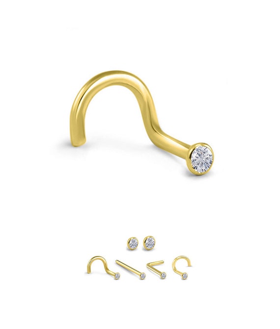 14k Yellow Gold 2.2mm CZ Bezel Set Nose Stud 14k Yellow Gold 2.2mm CZ Bezel Set Nose Stud