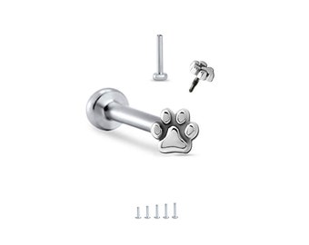 Acier chirurgical 316L Labret Style Nez Monroe Stud Vis Post Paw Design - Choisissez votre taille et calibre 16G 18G