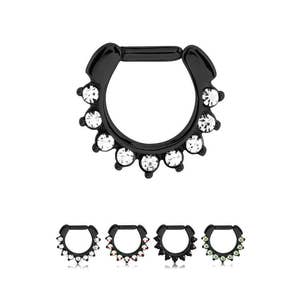 316L chirurgisch staal septum clicker oorkraakbeen helix Daith Hoop neusring scharnierend 5/16", 3/8" zwart verguld 14G, 16G