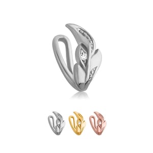 925 Sterling Silver Fake Nose Hugger Faux Nose Ring Non Pierced Clip On Leaf. Gold Plated, Rose Gold Plated or Silver