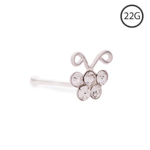925 Sterling Silver Nose Bone Ring 5.5mm Butterfly 22G. FREE Backing.