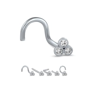 316L Surgical Steel Nose Ring, Stud, Screw, L Bend or Nose Bone, Trinity. Choose Your Style & Gauge 18G, 20G.