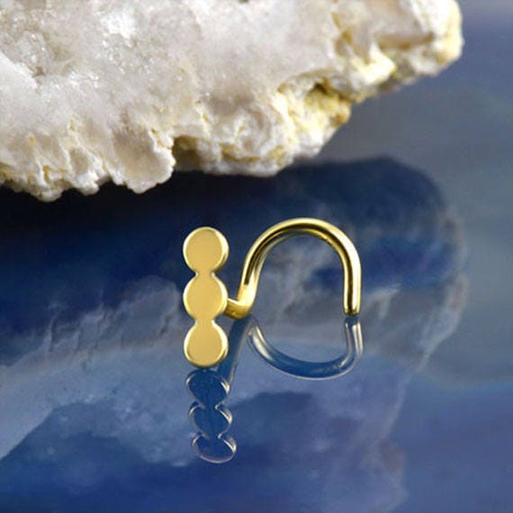 3.5mm Star 22G L Bend 18k Solid Yellow Gold Nose Ring Nose Screw Stud