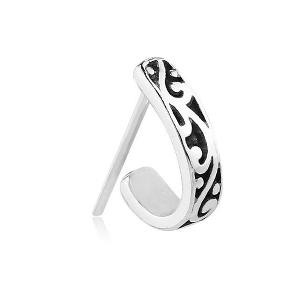 925 Sterling Silver Nose Hugger® Nose Ring, Straight Stud, L Bend, L Shape, Nose Screw.  Tribal Design Choose Your Style & Gauge 22G 20G 18G