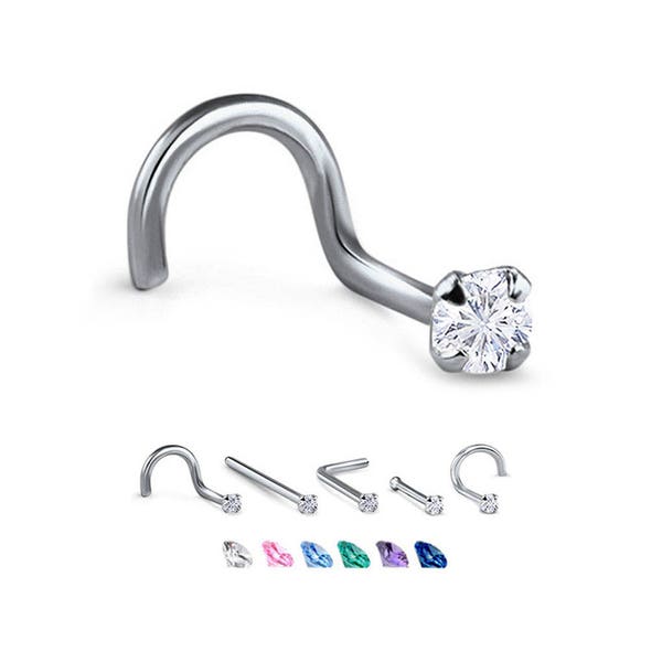 Titanium Nose Ring, Stud, Screw or L Bend, 3mm Round. Choose Your Color Style and Gauge 18G, 20G 22G. Backing Included.