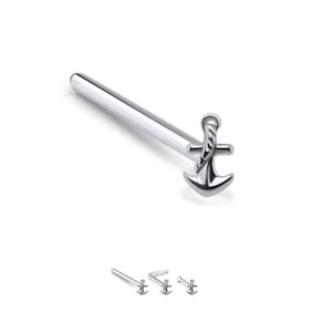 925 Sterling Silver Nose Stud Straight, LBend, Nose Bone Ring Anchor 22G. FREE Backing.