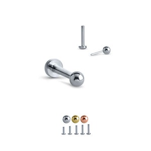 316L Surgical Steel, Yellow or Rose Gold Labret Style Nose Ring Stud Threadless Push Pin Post 1.5mm, 2mm, 2.5mm, 3mm Ball 20G, 18G, 16G