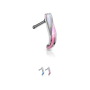 316L Surgical Steel/Brass Nose Hugger, Nose Ring, Nose Bone Stud Faux Glitter Opal. 20G. Choose Your Color. FREE Backing.