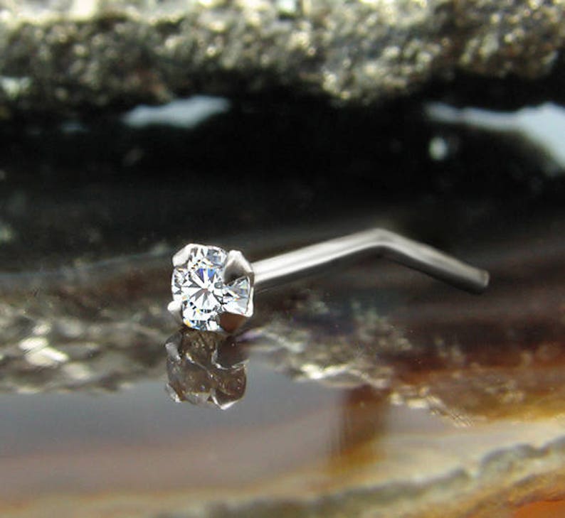 14K 18K 24K Solid White Gold Nose Ring L Bend L Shape Etsy