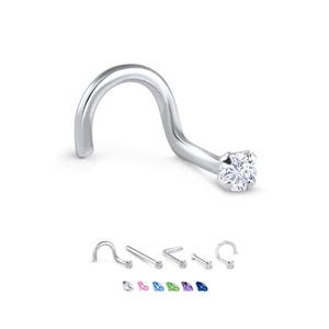 316L Surgical Steel Nose Ring, Stud, Screw or L Bend, 3mm Round. Choose Your Color Style and Gauge 18G, 20G, 22G. Backing Included.