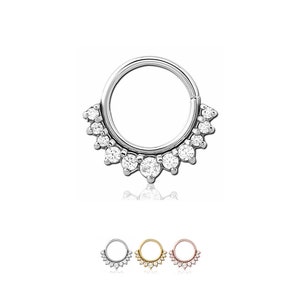 316L Surgical Steel Nose Ring Hoop Daith Helix Ear Cartilage Hoop 11 Stone 3/8" 16G