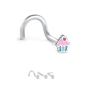 316L Surgical Steel Nose Ring, Stud, Screw, L Bend or Nose Bone, Cupcake. Choose Your Style, 20G.