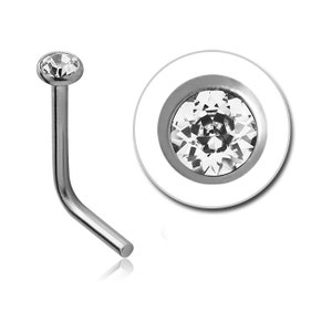 316L Surgical Steel L Bend Bezel 1.5mm Clear Stone 22G FREE Backing.