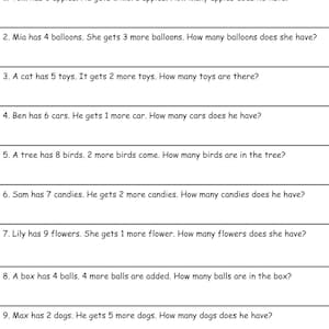 Math Word Problems Worksheets K-1 | Addition Subtraction Printable PDF | 100 Problems | Kindergarten 1st Grade Homeschool