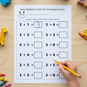 Kindergarten Math Worksheets | Addition 1-10 PDF | Printable Homeschool |  Kids Educational | Preschool Learning | Digital Download