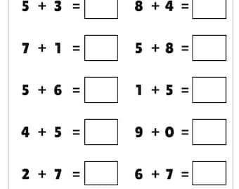 Addition 1 to 15 Worksheets for Kindergarten | Grade 1 Number Sense Drills | 120 Problems Printable Math PDF