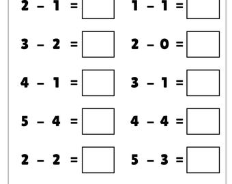 Kindergarten Subtraction 1 to 10 Worksheets | Basic Minus Facts PDF | 72 Problems No Prep Math Practice