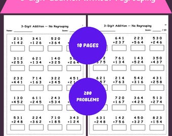 3 Digit Addition Worksheets | No Regrouping Math Practice PDF