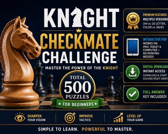 500 Knight Checkmate Challenges| Mate in one | Chess Puzzles for Kids & Beginners