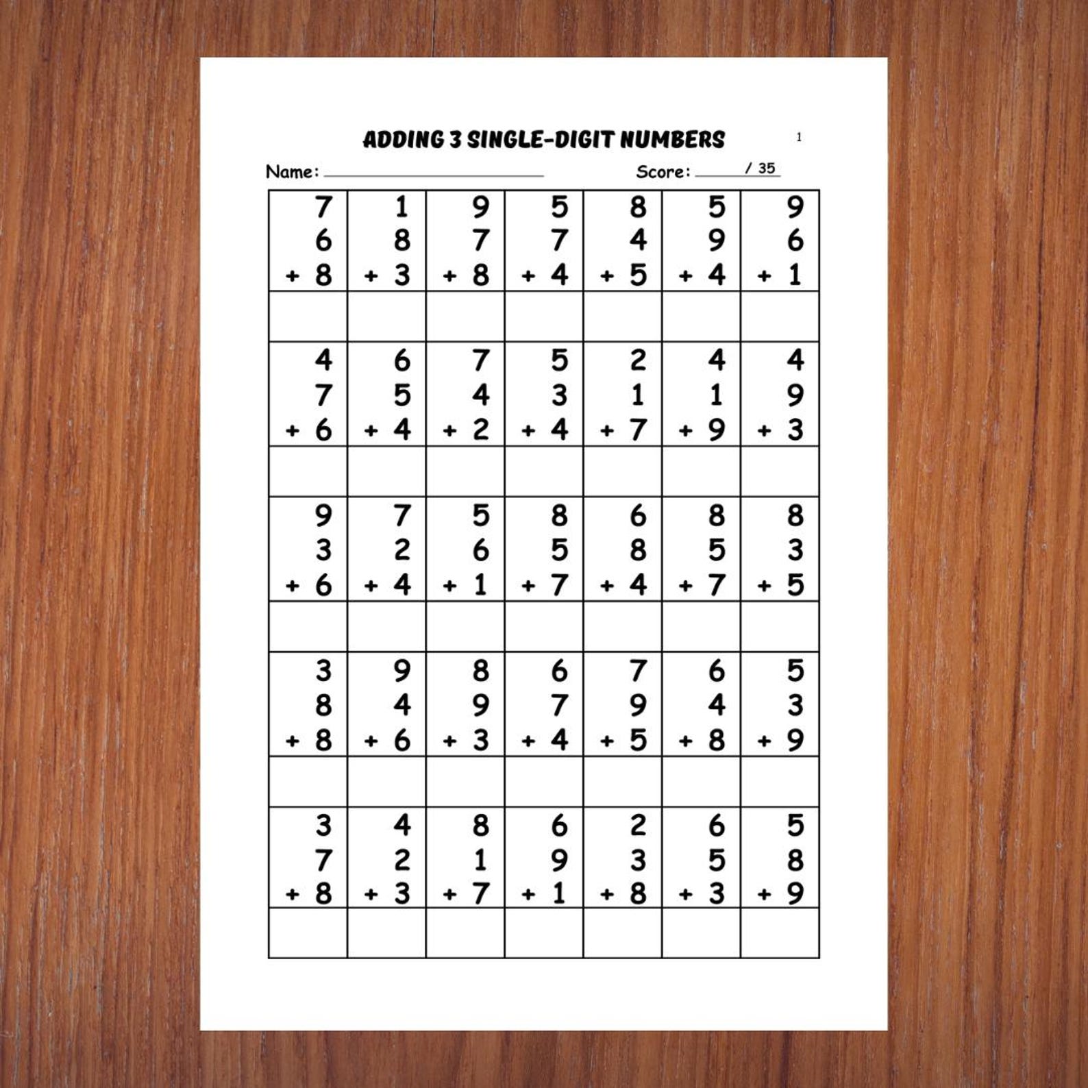 Addition Worksheet – Adding 3 Single-digit Numbers | Printable Math ...