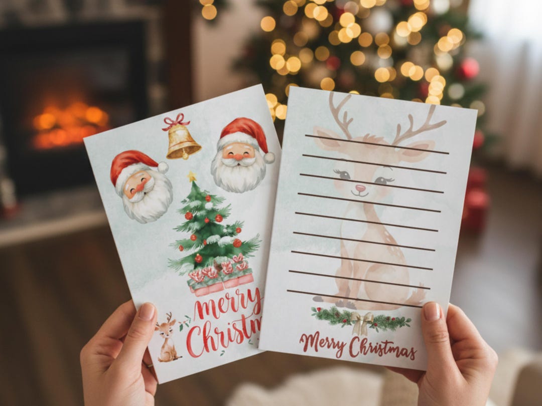 Editable Christmas Card Canva Template, 5x7 Digital Holiday Card, Santa ...