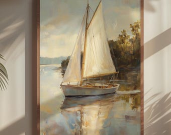 Cuadro decorativo de velero de la vieja aristocracia, póster de pintura al óleo náutica vintage