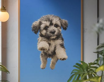 Maltipoo Puppy Wall Art, Whimsical Dog Oil Painting Poster for Nursery