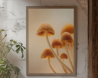 Magic Mushrooms Contemporary Wall Art Surreal Fungi Print Minimal Fine Art
