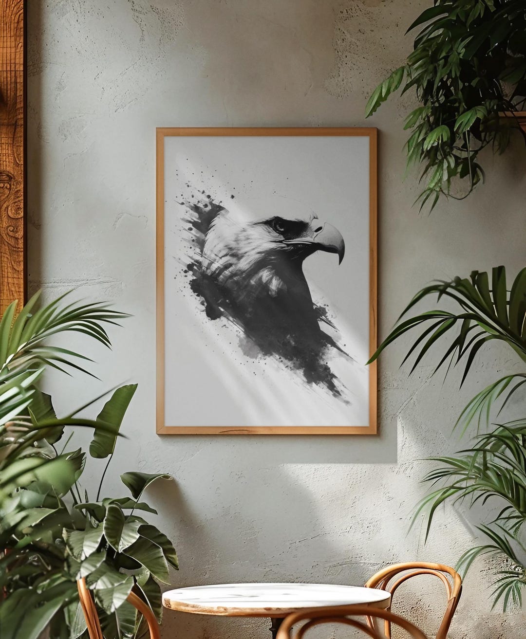 Bald Eagle Wall Art Ink Splash Print, Abstract Black Bird Poster ...