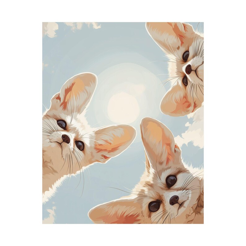 Fennec Fox Wall Art Funny Curious Fennec Foxes Print Cute Desert Animal Poster Gift afbeelding 4