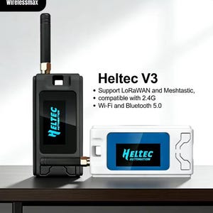 May include: A black and a white Heltec V3 electronic device, each featuring a screen with the Heltec Automation logo. The black unit has a vertical antenna. Text on the image reads: Heltec V3, Support LoRaWAN and Meshtastic, compatible with 2.4G, Wi-Fi and Bluetooth 5.0.